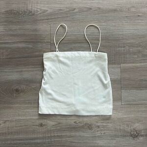 White cropped tube top with spaghetti straps